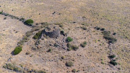 nuraghe structure in Narbolia’s rural landscape, central-western Sardinia.