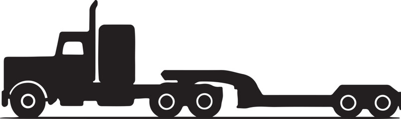 Lowboy trailer truck vehicle silhouette design vector art illustration