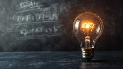 Education concept image Creative idea and innovation Light bulb as metaphor over blackboard