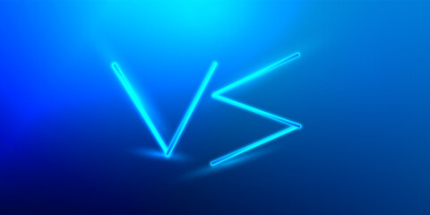 blue tournament versus banner background for dual clash, vector vs neon glow symbol, battle vs match, game concept
