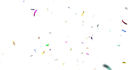 Colorful Confetti against a White Background Tranparent BG Confeti. Confetti partical isolated background. 3d Rendering Transparent Confetti. Confetti Celebrations Party Background Design.