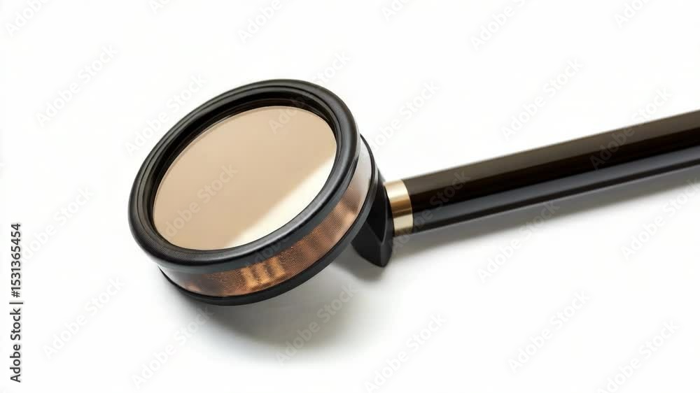 Poster a close-up view of a magnifying lens on a white surface, ideal for use in scientific or educational 