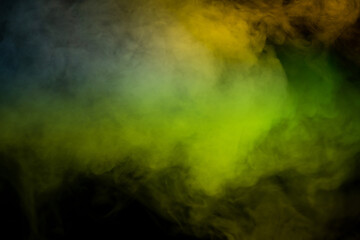 Blue and yellow steam on a black background.
