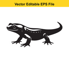 Naklejka premium Black and white vector illustration of a salamander