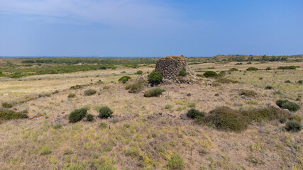nuraghe structure in Narbolia&rsquo;s rural landscape, central-western Sardinia.