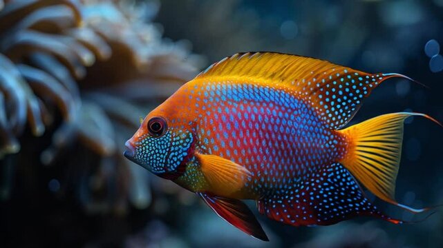 Slow moving tropical fish in water