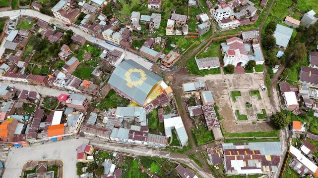 Village near Titicaca Lake, Bolivia. Drone view