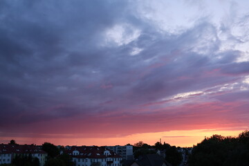 sunset over the city