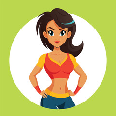 Strong and Confident Superheroine girl Posing in a Circular Frame