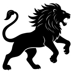 Lion attacking pose silhouette