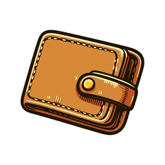 brown leather wallet vector illustration isolated