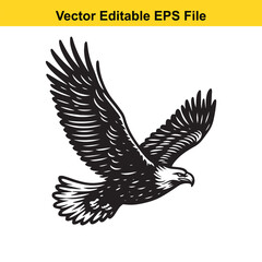 Obraz premium Majestic Bald Eagle Soaring Gracefully A Symbol of Freedom and Power Vintage Engraved Illustration for American Patriotism and Wildlife