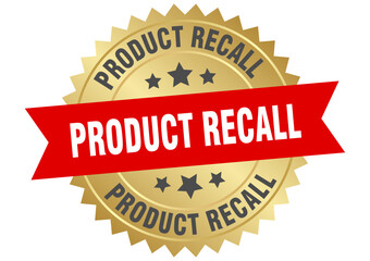 product recall. product recall round red and gold label isolated on transparent background
