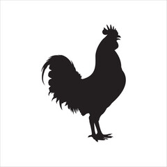 Vector silhouette of a standing chicken. Perfect for farm logos, vintage designs, countryside themes, animal icons, and rural illustrations.
