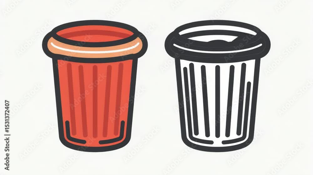Poster two garbage bins with different colors