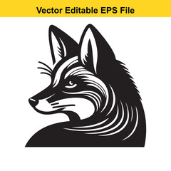 Obraz premium Striking Black and White Fox Head Vector Illustration With Bold Lines and Sharp Details a Visually Captivating Design