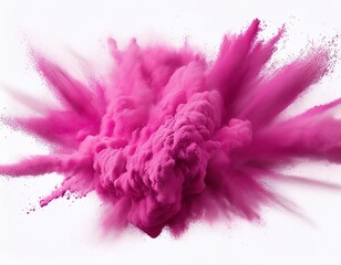 pink powder explosion isolated on white background