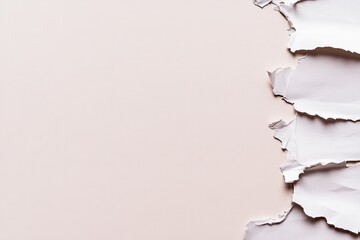 Obraz premium Ripped white paper against a pale peach background