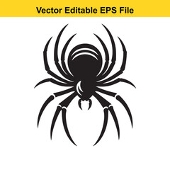 Silhouette Spider with Star Symbolizing Danger and Creepiness Perfect for Halloween Decoration or Spooky Themed Designs and Vector EPS File