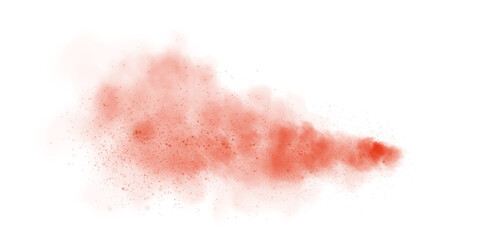 A soft red dust cloud drifts through the air, illuminated by tiny glowing particles.