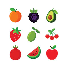 Colorful set of fruits vector art illustration(C)