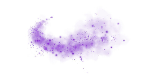 A soft purple dust cloud drifts through the air, illuminated by tiny glowing particles.