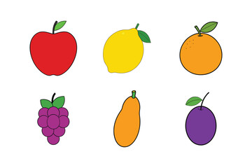 Colorful tropical and juicy fresh fruits set vector illustration