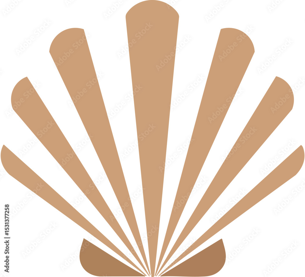 Poster seashell vector illustration in beige tones with symmetrical design and simple style