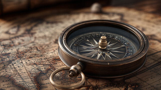 compass on old map