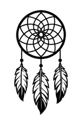 Fototapeta premium Simple Black and White Dreamcatcher Icon - Symbol of Dreams and Protection