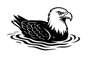 Fototapeta premium Majestic Bald Eagle in Water Ripples Icon - Symbol of Freedom, Strength, and Nature