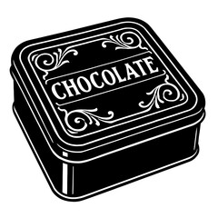 Elegant Embossed Chocolate Tin Box Icon - Classic Sweet Gift Design