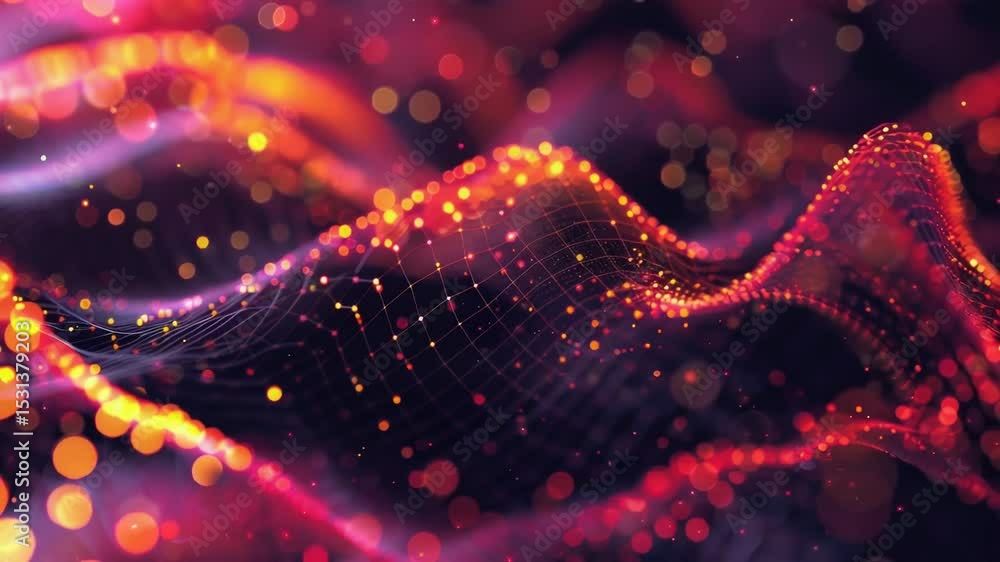 Poster abstract wave of red and yellow lights, great for backgrounds or design elements