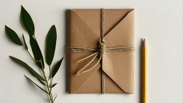 Gift wrapping ideas brown paper package tied up with string and pencil