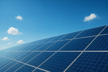 Modern solar panels against blue sky – Abstract clean energy background