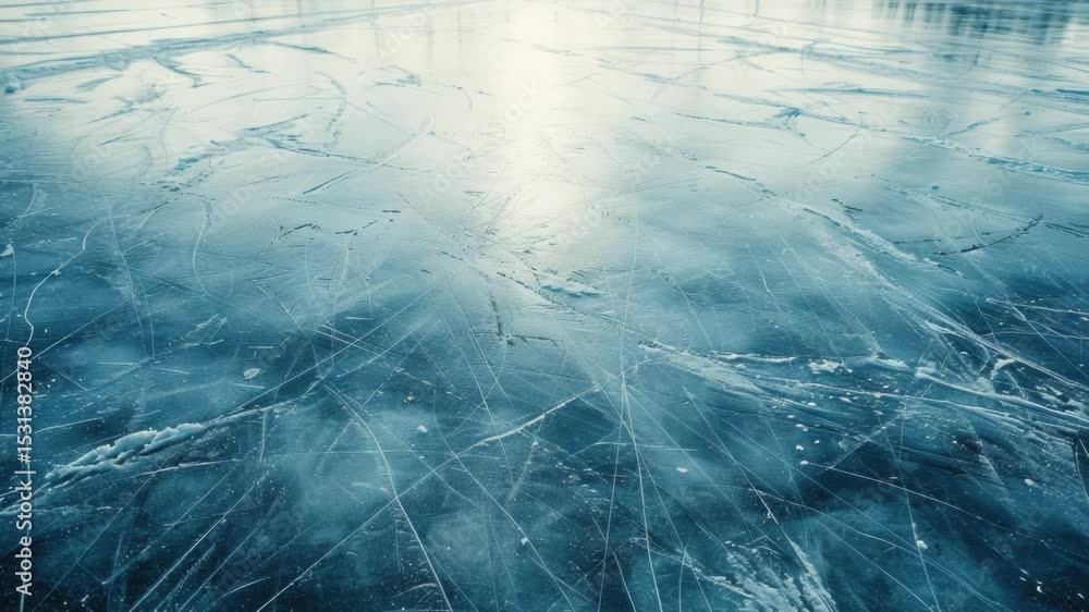 Poster a frozen lake covered with a thick layer of ice