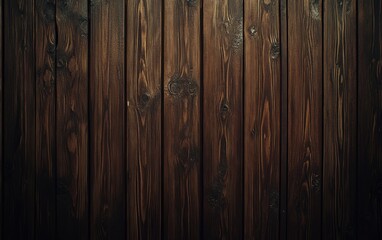 Fototapeta premium Dark brown wooden planks, close-up. Vertical grain