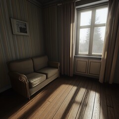 Fototapeta premium Room with a couch and a window