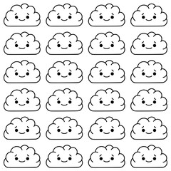 Cute and adorable rain cloud seamless pattern. Suitable for children's designs, decorations, textiles, wrapping paper, backgrounds and packaging.