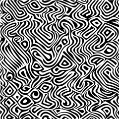 Wavy diamond grid, seamless black and white vector texture