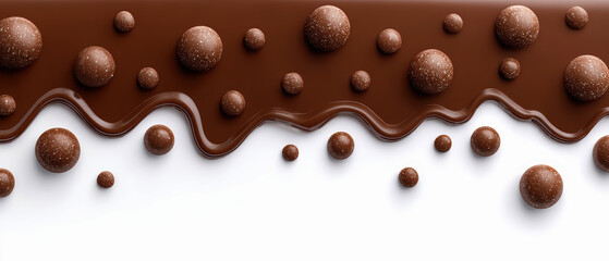 Fototapeta premium Melting chocolate treats for valentine's day celebration sweet cocoa background abstract art viewpoint