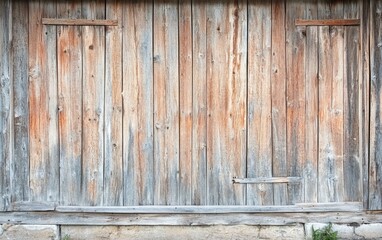 Aged wooden planks wall with weathered hues