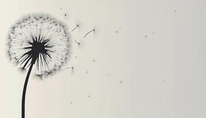 Elegant Monochrome Dandelion Seedhead Illustration Nature's Ephemeral Beauty
