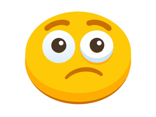 Fototapeta premium Confused Face Emoji. Emotion 3d cartoon icon. Yellow round emoticon. Vector illustration 