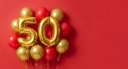 Golden 50th Birthday Balloons Celebration