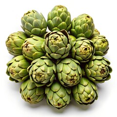 Obraz premium Top View Of A Grouped In A Pile Artichoke On A Solid Photo