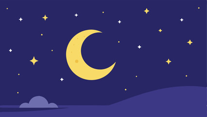 Moon and Stars Night Sky