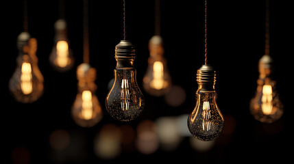 light bulb on black background