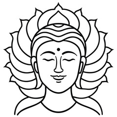 Serene Buddha Face with Lotus Mandala: A Peaceful Meditation Icon