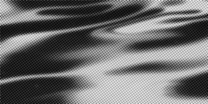 Grunge halftone gradient background. Faded grit noise texture. White and black sandy wallpaper. Retro pixelated backdrop. Anime or manga style comic overlay